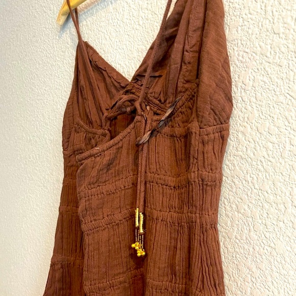 NWNT Free People Verbena Midi Dress  asymmetrical hem in chocolate Brown SZ S L - Picture 10 of 14
